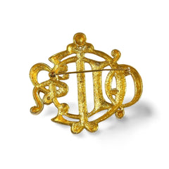 Vintage Christian Dior gold tone detailed design logo brooch. Great vintage gift. 060312ac5