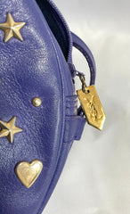 Vintage Yves Saint Laurent purple round bag with heart and star studs. One of a kind leather shoulder bag. 050730ac1