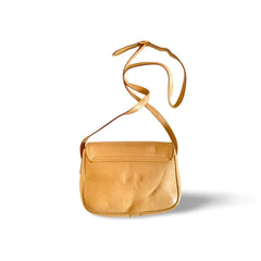 Vintage Celine beige leather shoulder bag with golden Triomphe and logo. Elegant and classic purse. 060123ac4