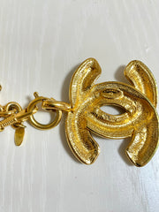 Vintage CHANEL classic necklace with extra large matelasse CC mark pendant top. Gorgeous masterpiece jewelry. 050608ya