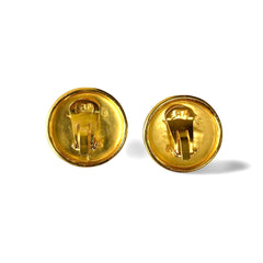 Vintage HERMES gold tone round earrings with Pegasus. 3cm width. Fabulous jewelry piece back in the old era. 050610ya