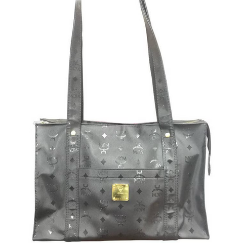 MINT. Vintage MCM black monogram large shopper tote bag, shoulder bag. Unisex use as classic style in originality. Handmade in Germany. 0704