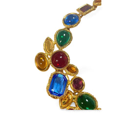 1990s Yves Saint Laurent Gripoix Statement Necklace – Multicolor Glass Gems, Heart Motif, Made in France, Rare Couture Bijoux. 071125ac1
