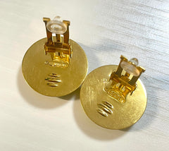 1990s Vintage HERMÈS Cloisonné Round Earrings | Lime Green Little Prince Motif | Prince, Carriage & Stars | Classic Enamel Jewelry. 071121y3