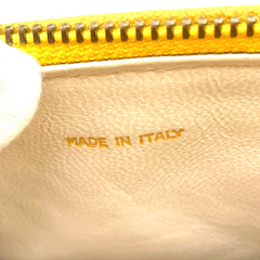 Vintage CHANEL yellow suede leather chain shoulder bag with CC tassel in lunchbox shape. 060910ac1