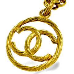 Vintage CHANEL long chain necklace with twisted round CC closure. Gorgeous jewelry. Best gift idea. 070727y1