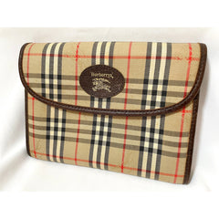 Vintage Burberry classic beige nova check fabric mini clutch wallet purse leather trimmings. Unisex purse. 051206ya1