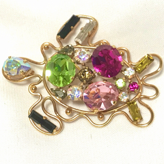 MINT. Vintage Christian Lacroix turtle design brooch pin with colorful crystals. Can be a pendant top too. Gorgeous masterpiece. 0405166