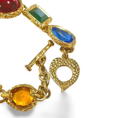 1990s Yves Saint Laurent Gripoix Statement Necklace – Multicolor Glass Gems, Heart Motif, Made in France, Rare Couture Bijoux. 071125ac1