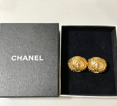 Vintage CHANEL large golden faux pearl CC earrings with mini coco marks.  So hot and gorgeous. 050817ys3