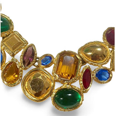 1990s Yves Saint Laurent Gripoix Statement Necklace – Multicolor Glass Gems, Heart Motif, Made in France, Rare Couture Bijoux. 071125ac1