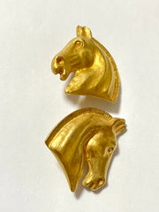 Vintage HERMES gold tone horse earrings. Fun and unique jewel piece from Bijouterie Fantaisie collection. 050901ya