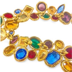 1990s Yves Saint Laurent Gripoix Statement Necklace – Multicolor Glass Gems, Heart Motif, Made in France, Rare Couture Bijoux. 071125ac1