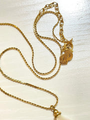 Vintage Christian Dior skinny chain necklace with teardrop faux pearl top. Beautiful vintage jewelry piece. 070131ys5