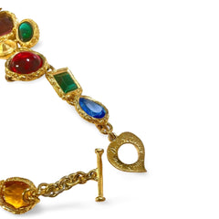 1990s Yves Saint Laurent Gripoix Statement Necklace – Multicolor Glass Gems, Heart Motif, Made in France, Rare Couture Bijoux. 071125ac1