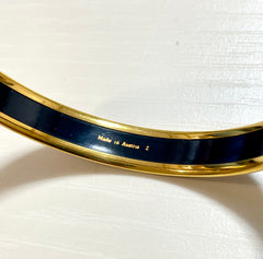 Vintage Hermes gold and blue cloisonne enamel bangle with Jaguar couple. CIRCUS. Made in Austria. Cheetah, panther. 070128ac8