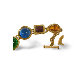 1990s Yves Saint Laurent Gripoix Statement Necklace – Multicolor Glass Gems, Heart Motif, Made in France, Rare Couture Bijoux. 071125ac1