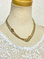 Vintage Christian Dior golden chain necklace with CD charms. Perfect Dior vintage jewelry gift. 050803y1