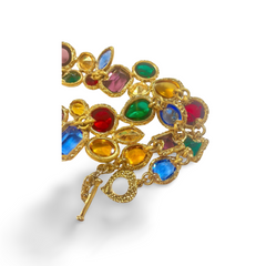 1990s Yves Saint Laurent Gripoix Statement Necklace – Multicolor Glass Gems, Heart Motif, Made in France, Rare Couture Bijoux. 071125ac1