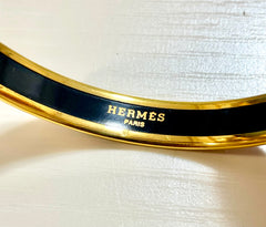 Vintage Hermes gold and blue cloisonne enamel bangle with Jaguar couple. CIRCUS. Made in Austria. Cheetah, panther. 070128ac8