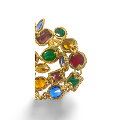1990s Yves Saint Laurent Gripoix Statement Necklace – Multicolor Glass Gems, Heart Motif, Made in France, Rare Couture Bijoux. 071125ac1
