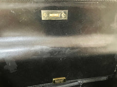 80's vintage BALLY black boxcalf leather kelly bag. Classic masterpiece handbag. 051203m1