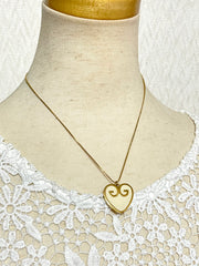 Vintage Givenchy golden skinny chain necklace with white logo mix heart top. Cute vintage jewelry piece. 060319ac1