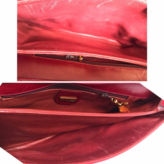 Vintage GUCCI wine red shoulder bag with GG engraved flap and croc flap. Beautiful purse. 0404258