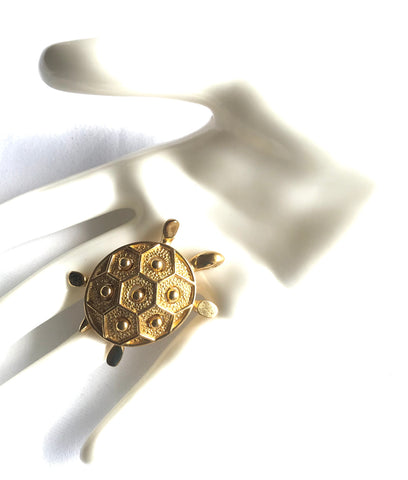 Vintage Christian Dior golden turtle pin brooch. Can be used for scarf, hat, shawl, jacket, and anything you can think of. 050323re7