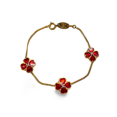 1980s. Vintage Chanel chain bracelet with red petal flower charms. 060620ys