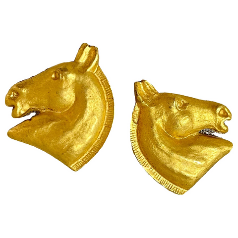 Vintage HERMES gold tone horse earrings. Fun and unique jewel piece from Bijouterie Fantaisie collection. 060521ac3