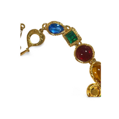 1990s Yves Saint Laurent Gripoix Statement Necklace – Multicolor Glass Gems, Heart Motif, Made in France, Rare Couture Bijoux. 071125ac1