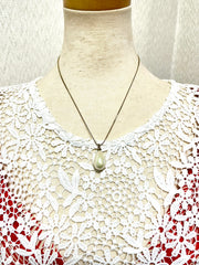 Vintage Christian Dior skinny chain necklace with teardrop faux pearl top. Beautiful vintage jewelry piece. 070131ys5