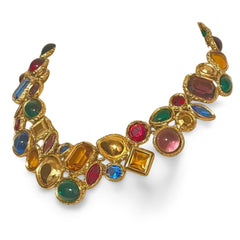 1990s Yves Saint Laurent Gripoix Statement Necklace – Multicolor Glass Gems, Heart Motif, Made in France, Rare Couture Bijoux. 071125ac1