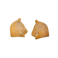 Vintage HERMES gold tone horse earrings. Fun and unique jewel piece from Bijouterie Fantaisie collection. 050618ya