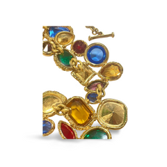 1990s Yves Saint Laurent Gripoix Statement Necklace – Multicolor Glass Gems, Heart Motif, Made in France, Rare Couture Bijoux. 071125ac1