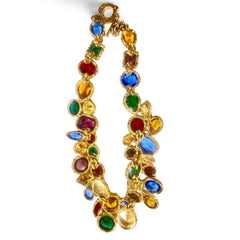1990s Yves Saint Laurent Gripoix Statement Necklace – Multicolor Glass Gems, Heart Motif, Made in France, Rare Couture Bijoux. 071125ac1