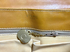 Vintage Celine tanned brown leather shoulder bag with golden logo and carriage. Elegant and classic purse. 051003ac2