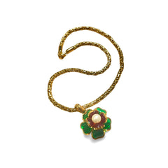 Vintage CHANEL green and red gripoix flower top statement necklace with faux pearl. Gorgeous statement vintage jewelry. 060625ac1