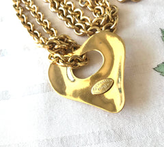 Vintage Chanel chain necklace with open heart and CC mark top. Gorgeous masterpiece. 06052815