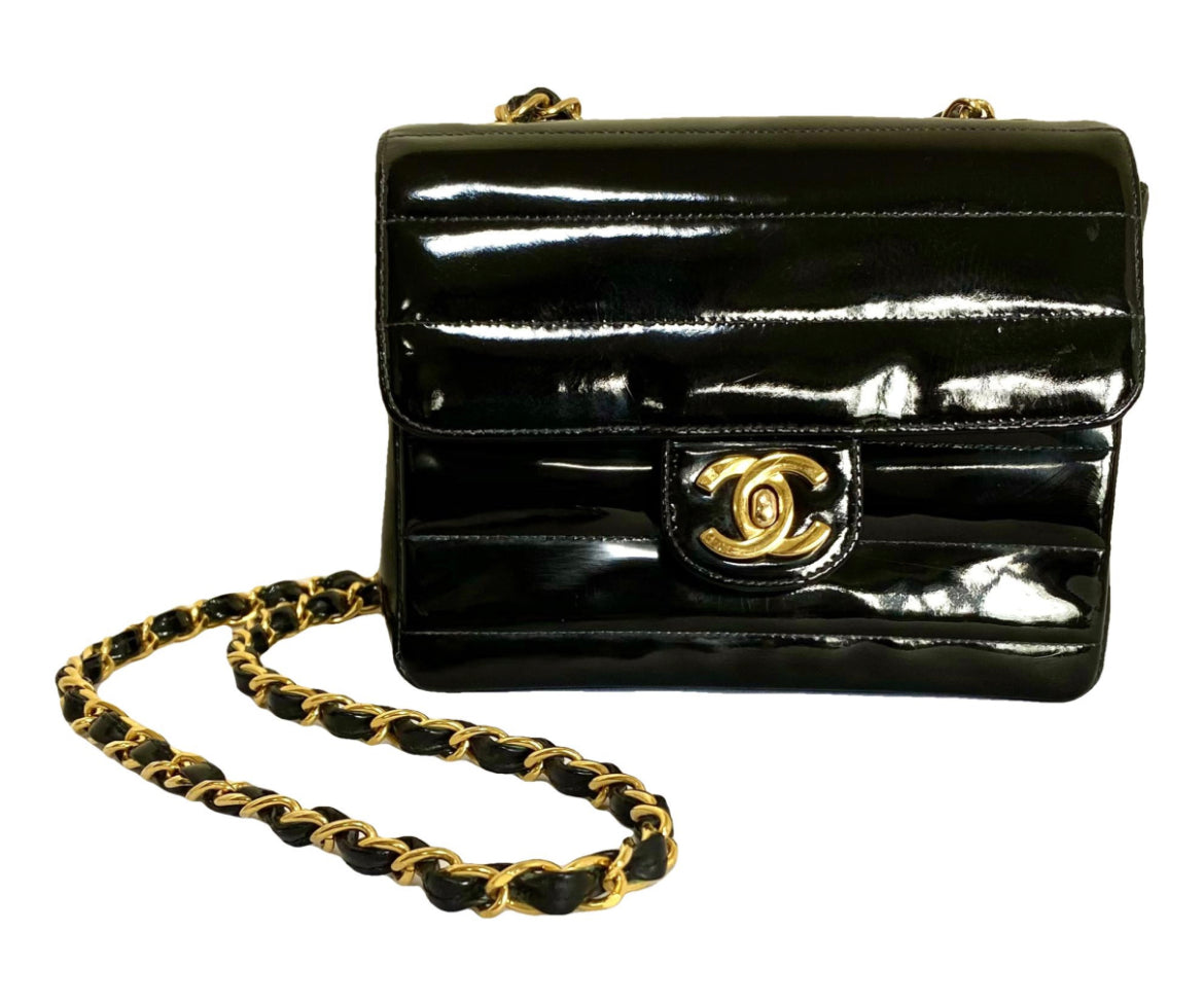 Vintage CHANEL patent enamel black 2.55 classic mini flap chain should –  eNdApPi ***where you can find your favorite designer  vintages..authentic, affordable, and lovable.