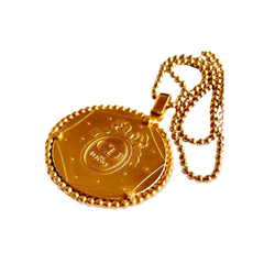 Vintage Christian Dior ball chain necklace with round shape logo embossed coin pendant top. Fab dior vintage jewelry gift. 060305ac1