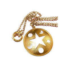 MINT. Vintage Celine gold chain necklace with extra large round top with cut out moon, sun, and star. Rare masterpiece. 060220ac1