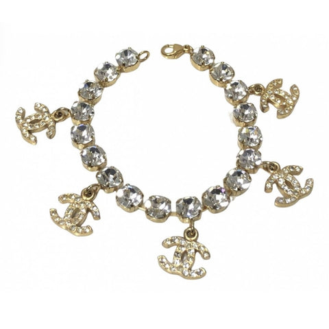 Vintage Chanel bracelet with crystal and CC charms. Must have gorgeous jewelry piece. 0407131