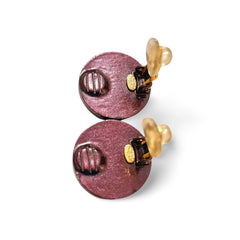 Vintage CHANEL pink and purple frame earrings with CC mark. Mod and chic jewelry. 060123ac1