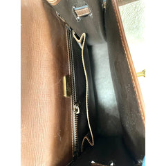 80's vintage BALLY brown boxcalf leather kelly bag with gold tone hardware closure. Classic masterpiece handbag. 060118ya