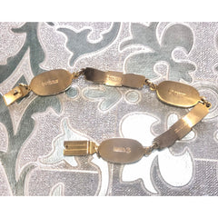 Vintage Roberta di Camerino chain bracelet with white logo charms. Beautiful jewelry. 0602071
