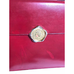 Vintage Karl Lagerfeld red and black double face shoulder bag with golden logo motifs. Rare unique bag. Must have.