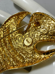 Vintage Yves Saint Laurent golden fish pin brooch. For hat, scarf, jacket etc. 050725ac1
