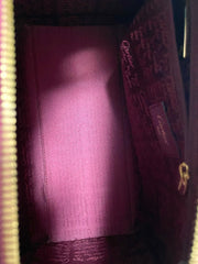Vintage Cartier classic wine, bordeaux leather handbag purse with bullet design gold hardware at handles. Must de Cartier. 0408171